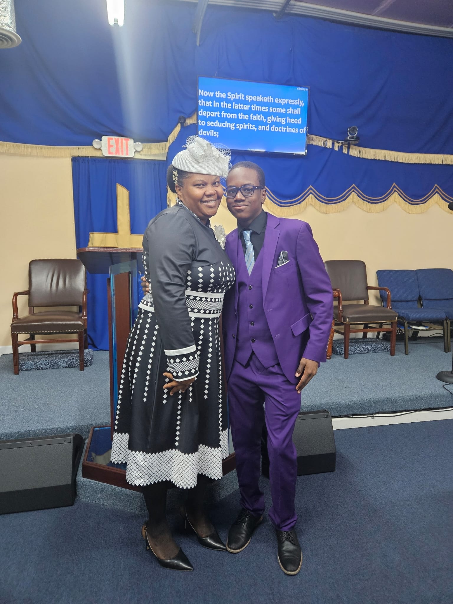 Church members at worship service
