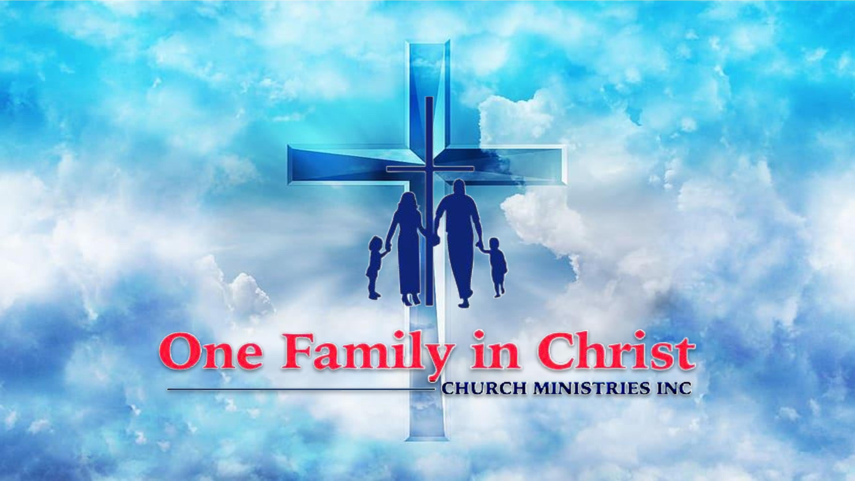 One Family in Christ Church — glowing cross with family silhouettes